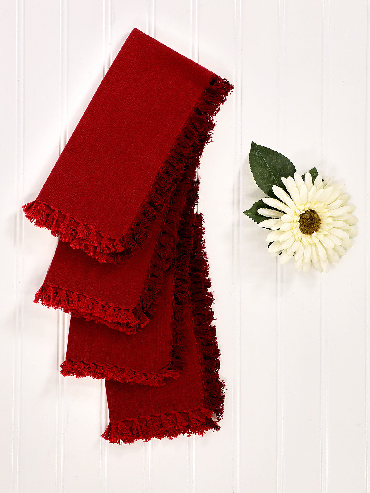 April Cornell Red Chambray Napkin Set/4