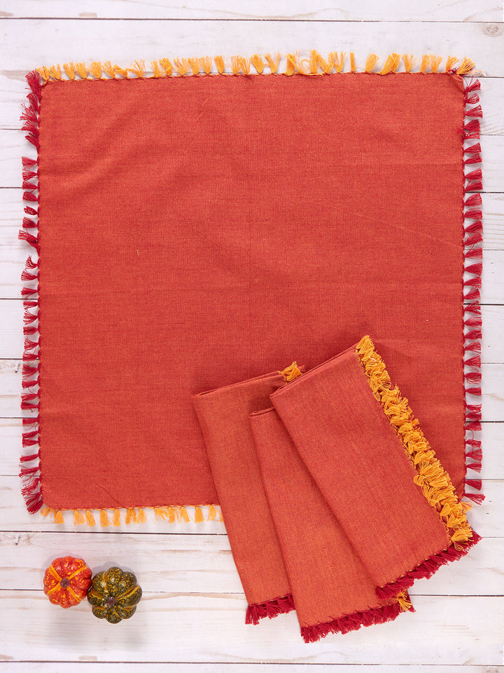 April Cornell Chambray Red/Orange Napkin Set/4*