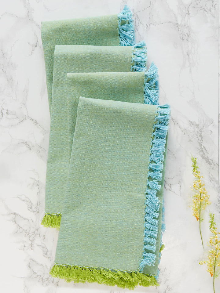 April Cornell Chambray Aqua Green Napkin Set/4