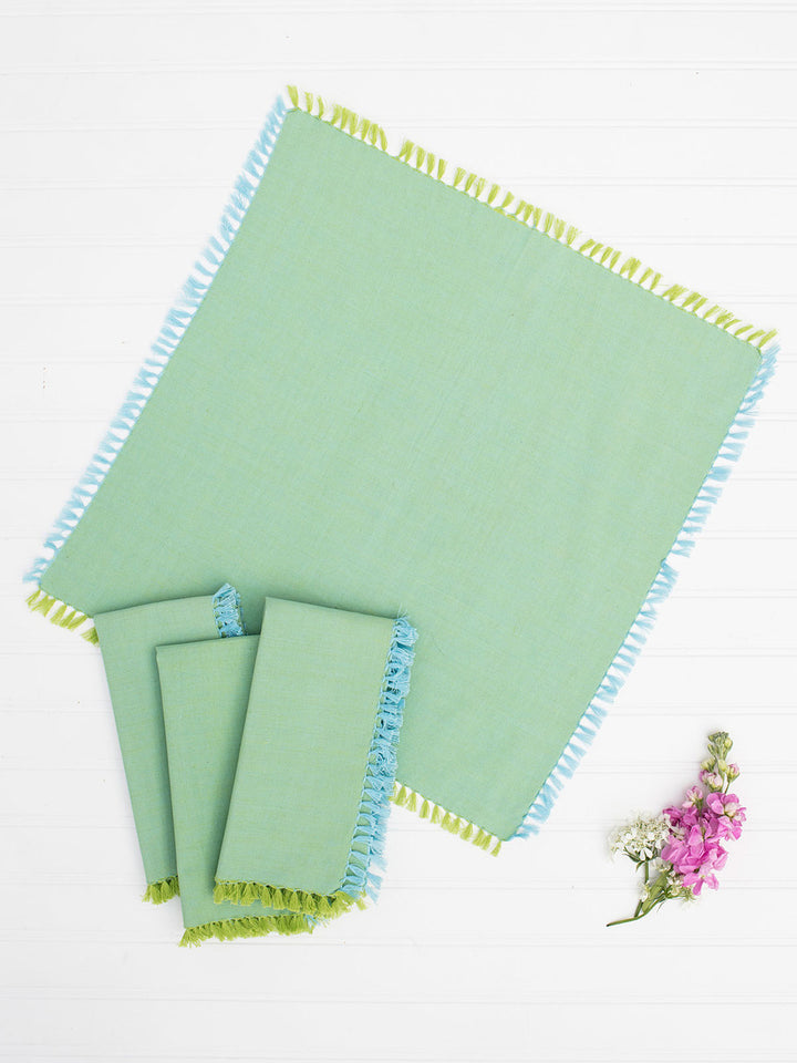 April Cornell Chambray Aqua Green Napkin Set/4