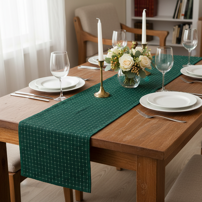 Danica Ribbed Spruce Table Runner NTR3662