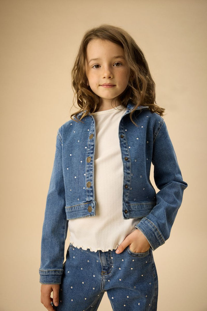 Creamie Girls Denim Jacket With Rhinestones   823166-7770