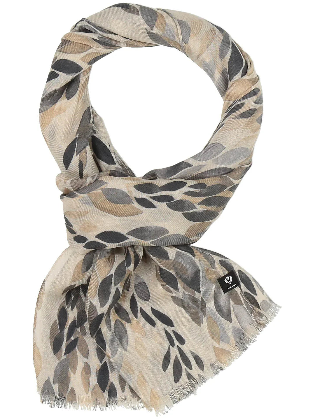 Fraas Scarf with Leaf Design  645021-960  Grey