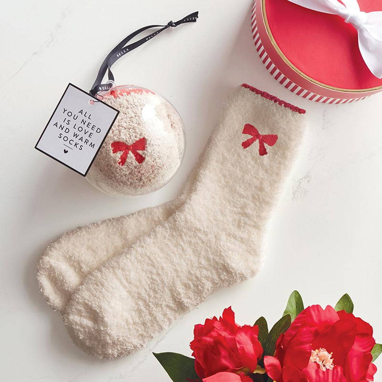Bella Cozy Socks  - Blush/Red P7115