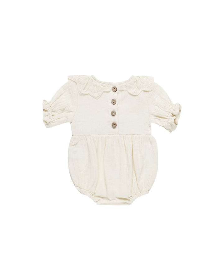 Quincy Mae Baby Girl Collared Romper   QM500HAVE  Ivory *