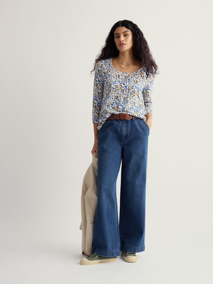 Seasalt Penhollow Top  -  Woodland Floral Chalk