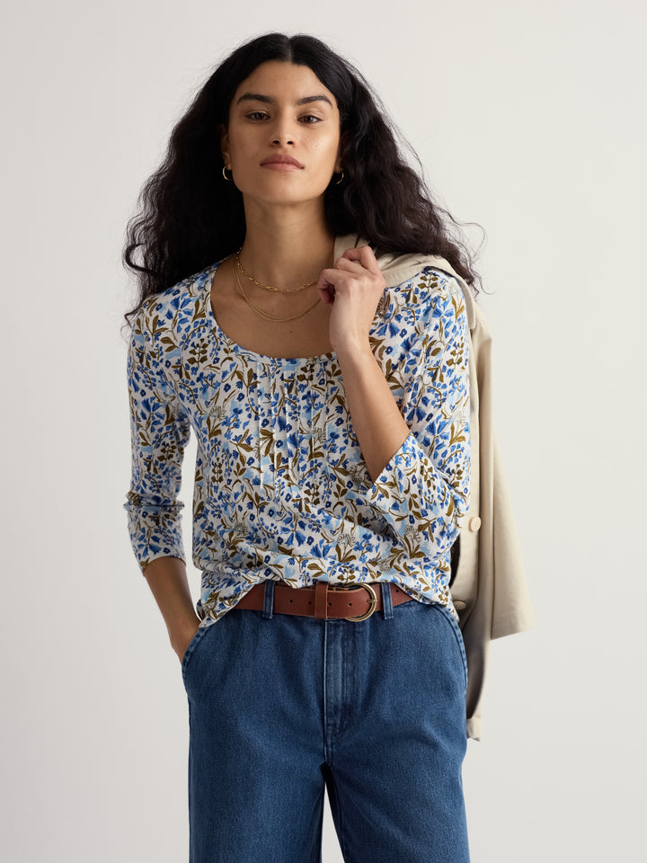 Seasalt Penhollow Top  -  Woodland Floral Chalk