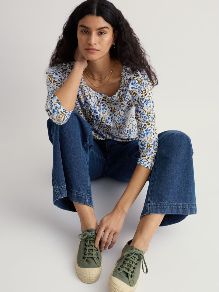Seasalt Penhollow Top  -  Woodland Floral Chalk