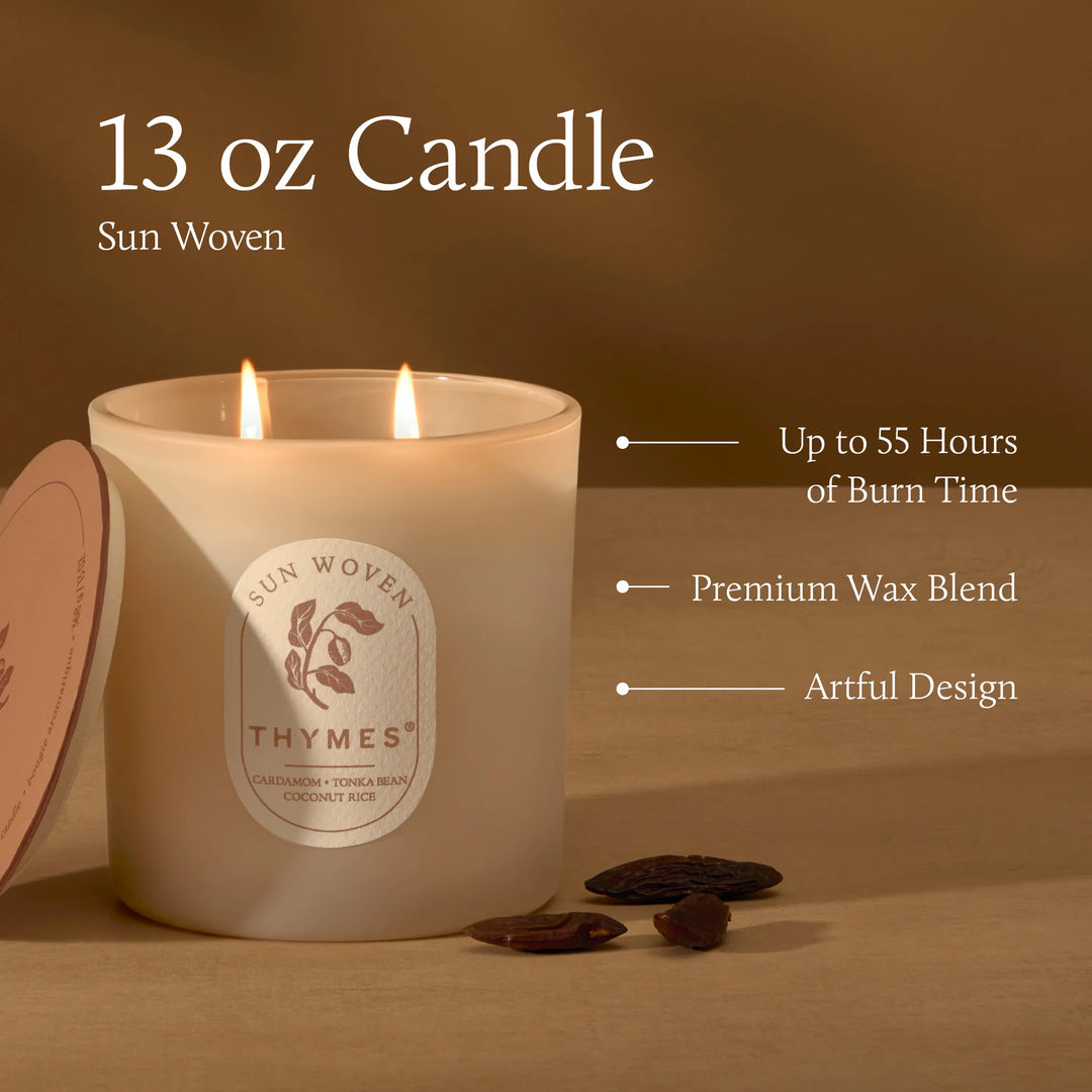 Thymes The Hours Edit 2 Wick Candle  -  Sun Woven