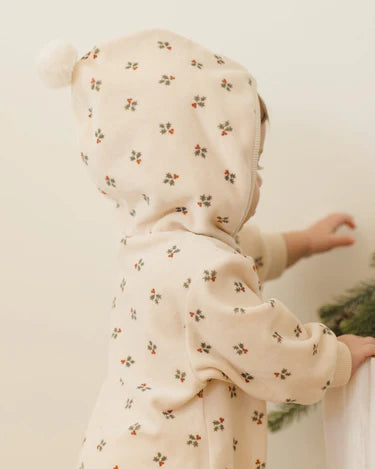 Quincy Mae Baby Velour Zip Jumpsuit   QM588ARTX   Holly Berry
