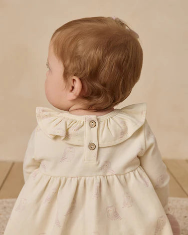 Quincy Mae Baby Girl Ruffle Collar Dress   QM573THUF   Snow Owls