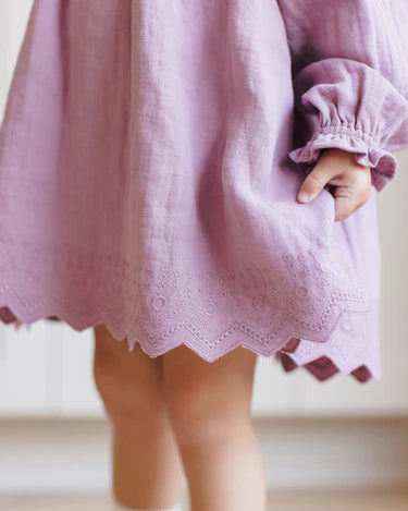 Quincy Mae Baby Girl Long Sleeve Isla Dress   QM499HAWA   Mulberry