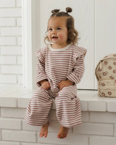Quincy Mae Baby Girl Ruffle Cozy Set    QM564FETC   Mulberry Stripe