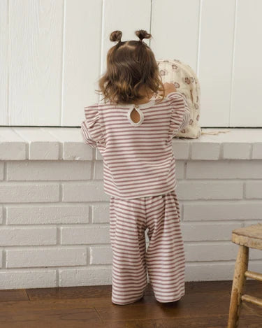 Quincy Mae Baby Girl Ruffle Cozy Set    QM564FETC   Mulberry Stripe