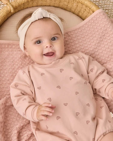 Quincy Mae Baby Girl Crewneck Bubble Romper    QM273KNIP  Hearts