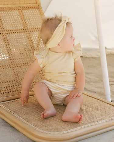 Quincy Mae Baby Girl Flutter Sleeve Bodysuit   QM537MAND   Yellow