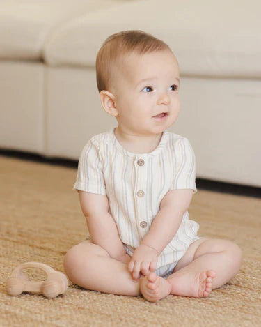 Quincy Mae Short Sleeve Woven Romper   QM550CHAN   Summer Stripe