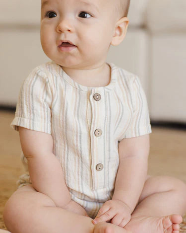Quincy Mae Short Sleeve Woven Romper   QM550CHAN   Summer Stripe