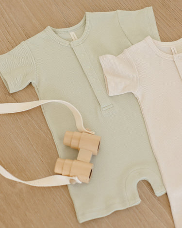 Quincy Mae Waffle Snap Romper   QM560URZA   Mint