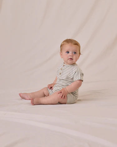 Quincy Mae Short Sleeve One-Piece   QM103BERL   Sage Stripe
