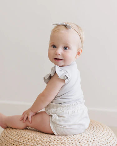 Quincy Mae Baby Girl Gathered Bloomer   QM009WLKR   Sky Micro Stripe