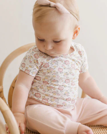 Quincy Mae Baby Girl Bamboo Short Sleeve Bodysuit   QM153MAYF   Bloom