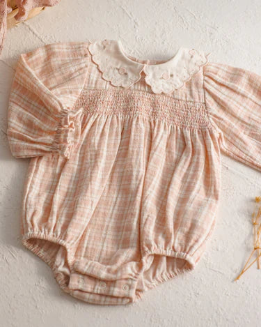 Quincy Mae Baby Girl Callie Romper   QM592KWON   Pink Plaid