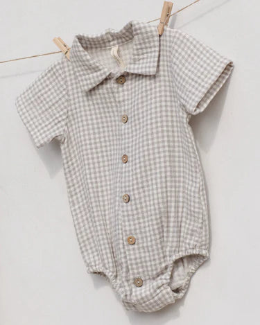 Quincy Mae  Matteo Romper   QM629KAST    Sage Gingham