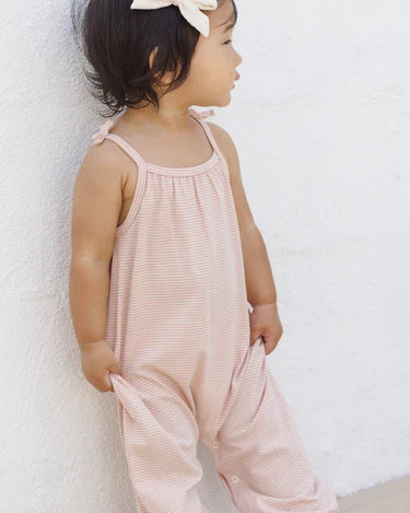 Quincy Mae Baby Girl Smocked Jumpsuit   QM282PNNY   Melon Micro Stripe