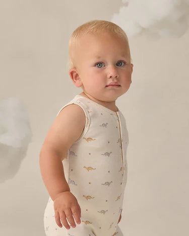 Quincy Mae Baby Boy   Ribbed Henley Romper   QM284KNGP    Dinos