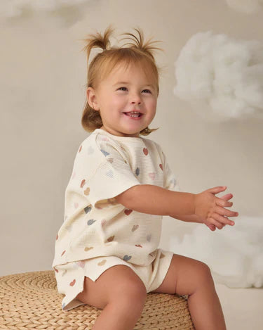 Quincy Mae Baby Girl Waffle Tee & Short Set   QM105KNGP   Confetti Hearts