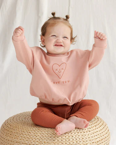 Quincy Mae Baby Girl Relaxed Sweatshirt   QM454CALW    Love