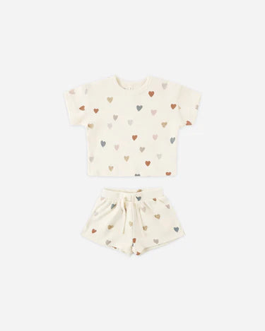 Quincy Mae Baby Girl Waffle Tee & Short Set   QM105KNGP   Confetti Hearts