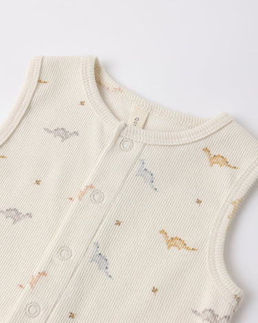 Quincy Mae Baby Boy   Ribbed Henley Romper   QM284KNGP    Dinos