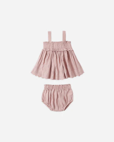 Quincy Mae Mae Smocked Top & Bloomer Set   QM326BOON   Mauve