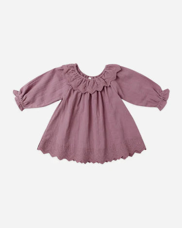 Quincy Mae Baby Girl Long Sleeve Isla Dress   QM499HAWA   Mulberry