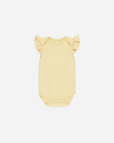 Quincy Mae Baby Girl Flutter Sleeve Bodysuit   QM537MAND   Yellow