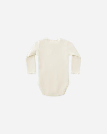 Quincy Mae Long Sleeve Waffle Bodysuit   QM546YUEH   Natural