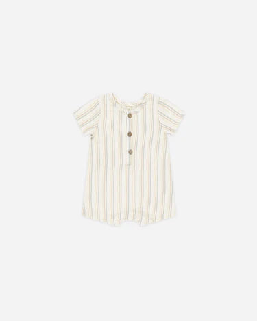 Quincy Mae Short Sleeve Woven Romper   QM550CHAN   Summer Stripe