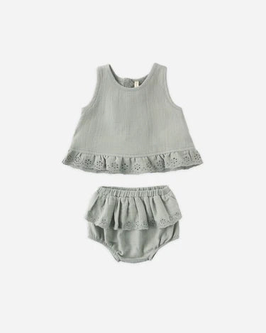 Quincy Mae Baby Girl Ruffled Tulip Top & Bloomer Set   QM553KAST   Sage