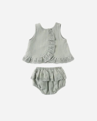 Quincy Mae Baby Girl Ruffled Tulip Top & Bloomer Set   QM553KAST   Sage