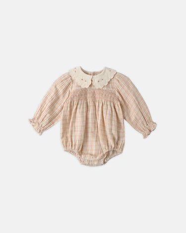 Quincy Mae Baby Girl Callie Romper   QM592KWON   Pink Plaid
