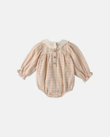 Quincy Mae Baby Girl Callie Romper   QM592KWON   Pink Plaid