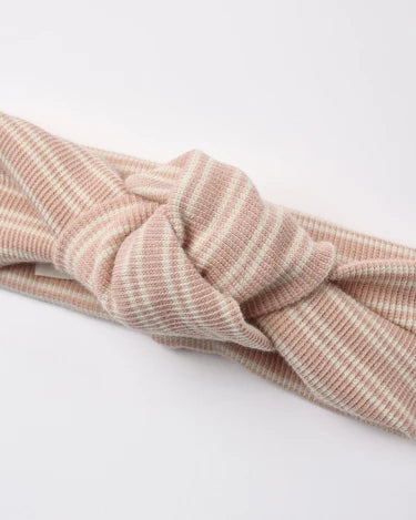 Quincy Mae Baby Girl Knotted Headband   QMA017RNIP   Dusty Rose Microstripe