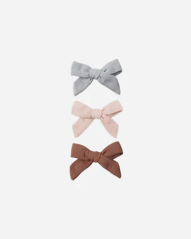 Quincy Mae Girls Bow With Clip Set of Three   QMA213MERD   Sky,Blush,Poppy