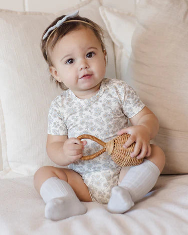 Quincy Mae Baby Girl Bamboo Short Sleeve Bodysuit   QM153MUSE   Blue Floral