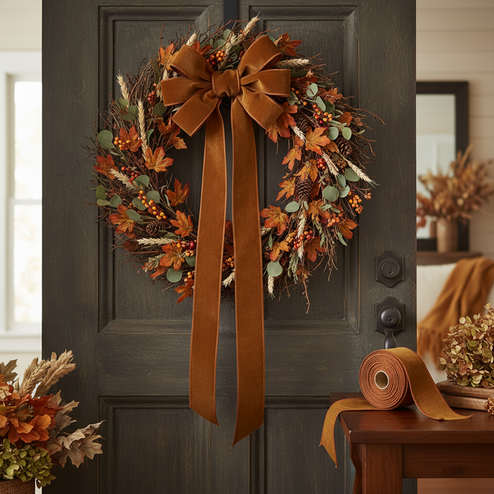 Raz Copper Velvet Wired Ribbon  R4371793