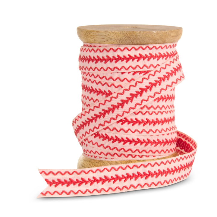 Raz Red and Ivory Patterned Ribbon Spool  R4670501
