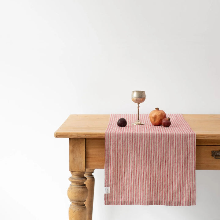 Linen Tales Red Stripe Tablerunner