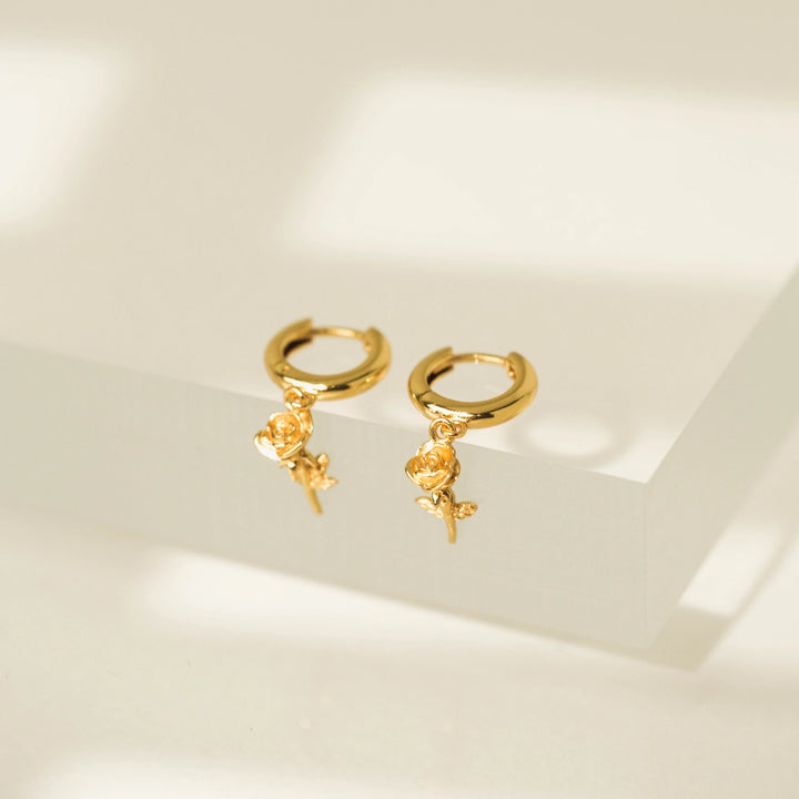 Lovers Tempo Rose Charm Huggie Drop Earring*